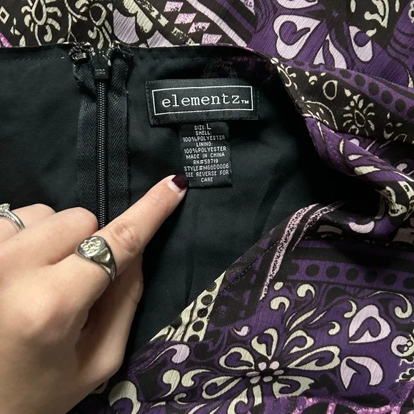 y2K Elementz Purple Paisley Short Sleeve Midi Dress - Picture 4 of 4